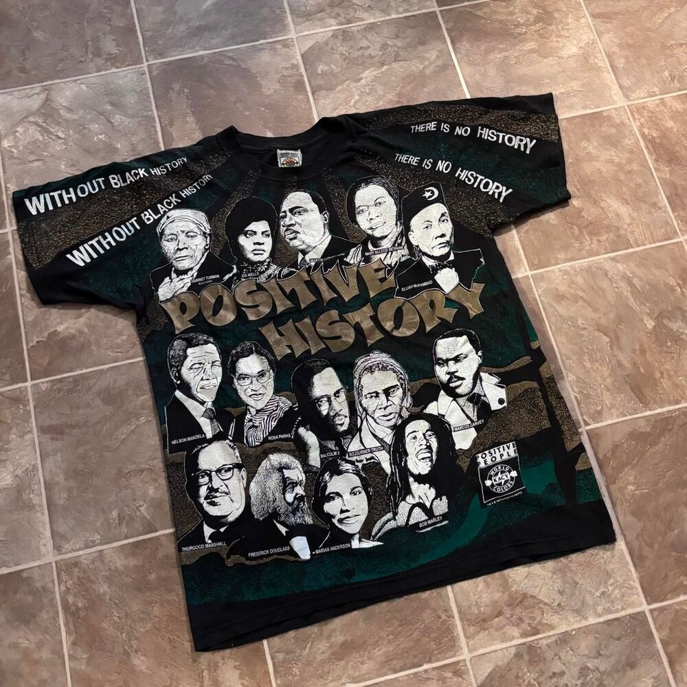 Vintage 1990s Black History Month AOP wraparound tee, new without tags